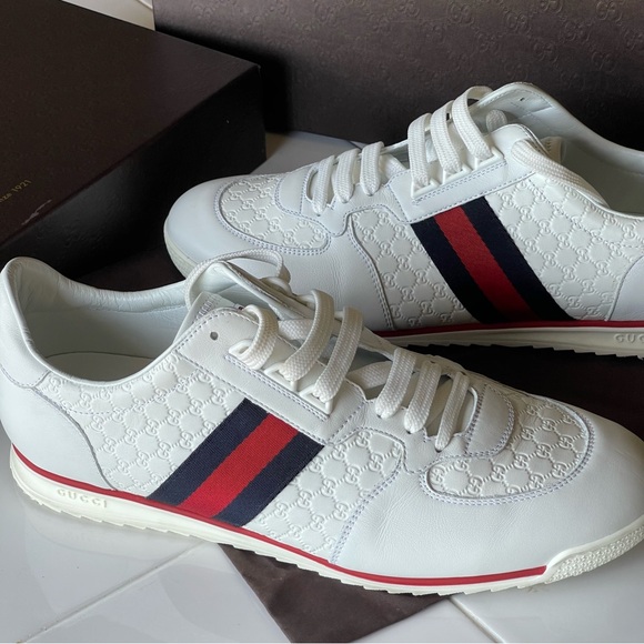 Gucci Leather Web Sneaker 'White' , 233334  Size 11 - Picture 7 of 12